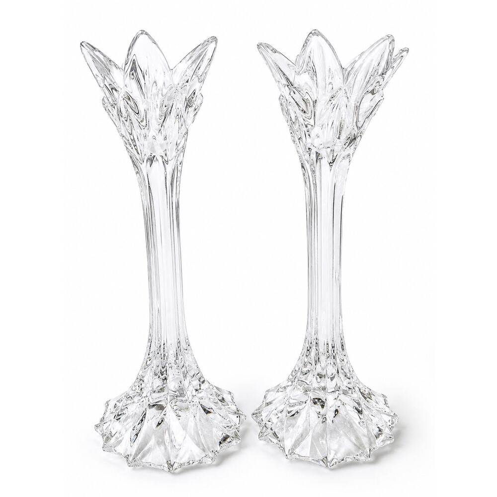 Lenox Shooting  Bohemian crystal glass candlesticks a distinctive floral-shaped